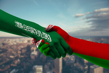 Shaking hands Saudi Arabia and Belarus