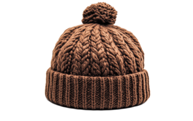 Brown winter hat on white background,png