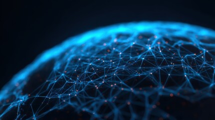 A digital representation of a connected network, showcasing blue lines and nodes against a dark background, symbolizing technology and data flow.
