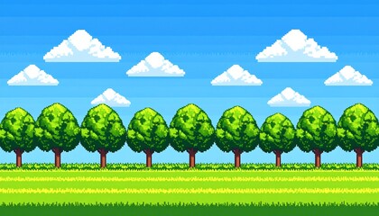 Pixel Art Summer Landscape.