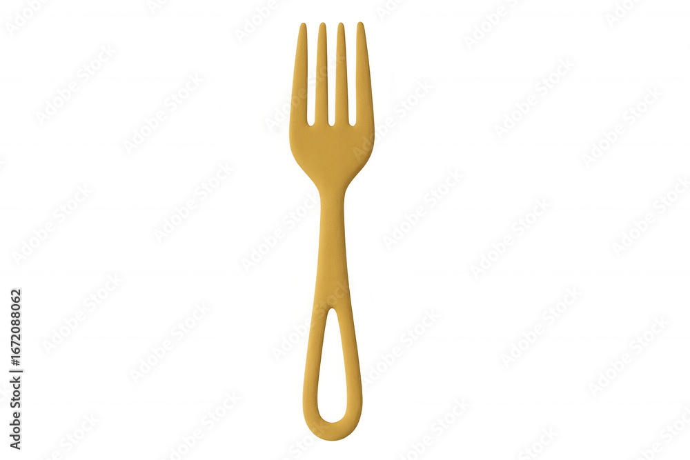 Poster 3d rendering of a yellow fork isolated on a transparent background, perfect for food-related project