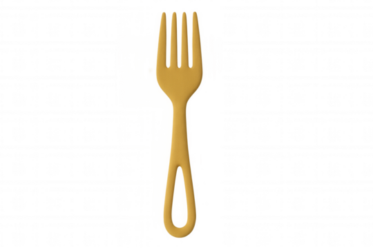 3d rendering of a yellow fork isolated on a transparent background, perfect for food-related projects