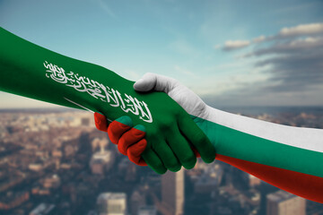 Shaking hands Saudi Arabia and Bulgaria