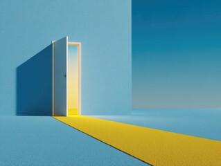 Open door on a pathway of sunshine