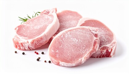 Fototapeta premium Pork Chops _Juicy and tender frozen pork chops, ideal for grilling, frying