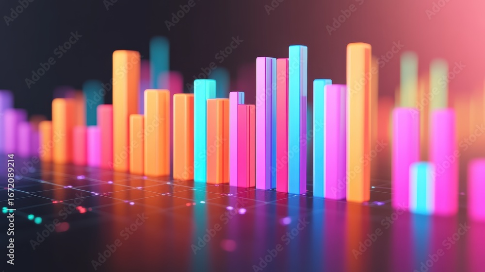 Aufkleber a vibrant digital bar graph displaying colorful data in a modern, sleek design, showcasing various h