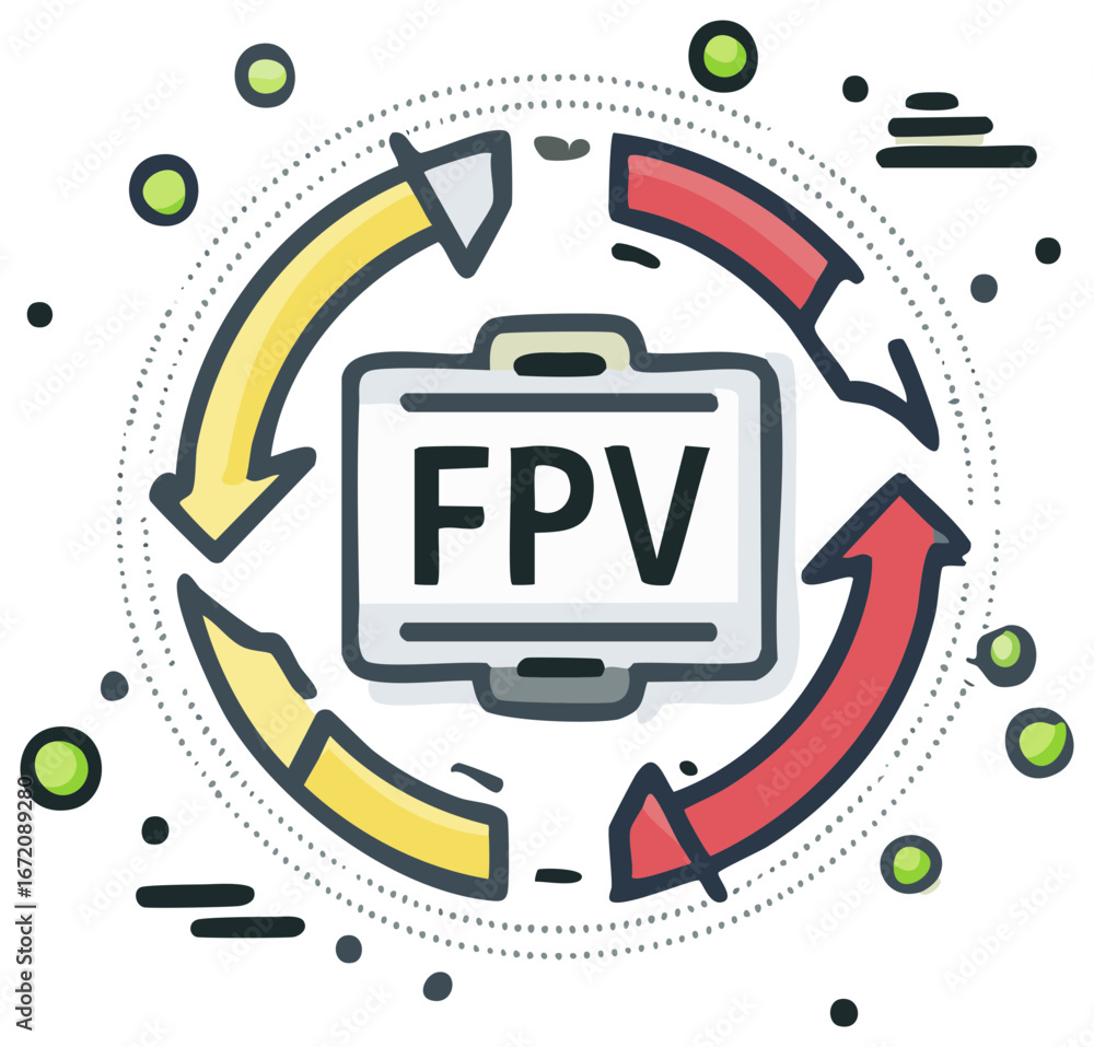Fototapete first-person view (fpv) icon showing a computer screen surrounded by arrows in a circular motion.
