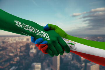 Shaking hands Saudi Arabia and Equatorial Guinea