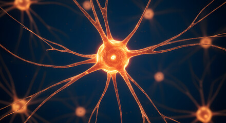 Intricate network of neurons with glowing connections illustrating neurological complexity and microscopic biological