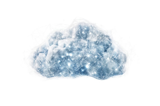 Explore the future of technology with this innovative cloud computing and data storage solution today on transparent background