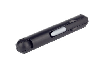 Retractor with carabiner and cable, Keychain with Cable, retractable carabiner with cable for keys, isolated from the background	