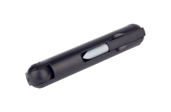 Retractor with carabiner and cable, Keychain with Cable, retractable carabiner with cable for keys, isolated from the background	