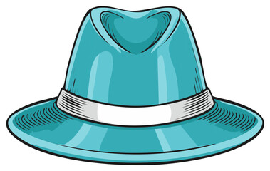 Stylized Turquoise Fedora Hat with White Band