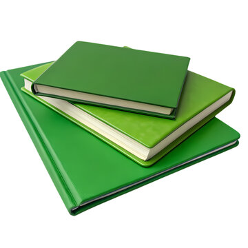 Emerald Green Notebooks A Stack of Textured Journals on transparent background
