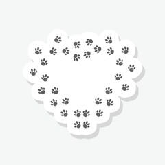 Paw heart icon sticker isolated on gray background