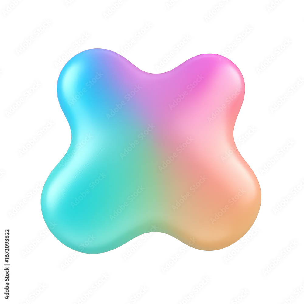 Aufkleber colorful design and vibrant art with a smooth gradient and holographic shape on transparent backgrou