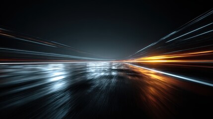 Night Highway Speed Light Trails Abstract Motion Blur