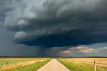 Fototapeta premium Storm Clouds Over Prairie Road