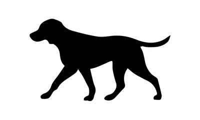 Walking Dog Silhouette, Domestic Pet Outline in Black, Editable Formats: AI, EPS, JPG, PNG, Ideal for Both Digital and Print Use
