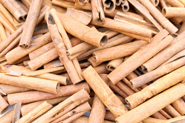 Pile of cinnamon sticks