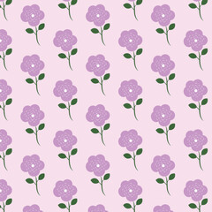 Seamless Violet Flower Pattern – Cute Floral Background for Fabric and Wallpaper