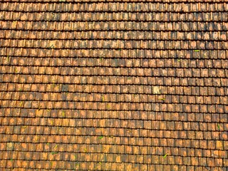 Rustic Clay Roof Tiles Background – Old Terracotta Texture for Architecture and Construction Design