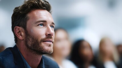 Businessman attending a leadership workshop in a corporate learning seminar