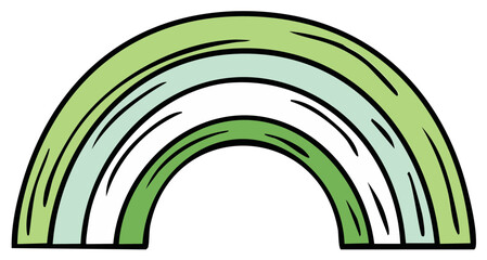 Stylized Rainbow Illustration with Green and Aqua Arcs