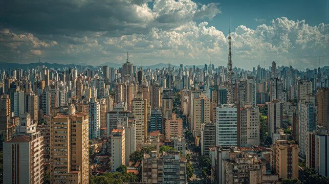 Sao Paulo Cityscape Dramatic Cloudscape Urban Skyline