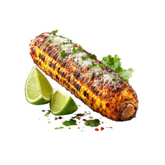 Fototapeta premium Grilled Elote with Cotija Cheese, Lime, and Cilantro