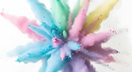 Pastel Powder Explosion A pile of pastel-colored pigment powder explodes and spreads in the air, creating soft clouds with subtle color gradations