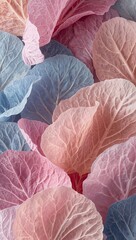 Obraz premium Minimalist pastel cabbage leaves layered softly glowing faintly beneath muted tones across balanced calming canvas