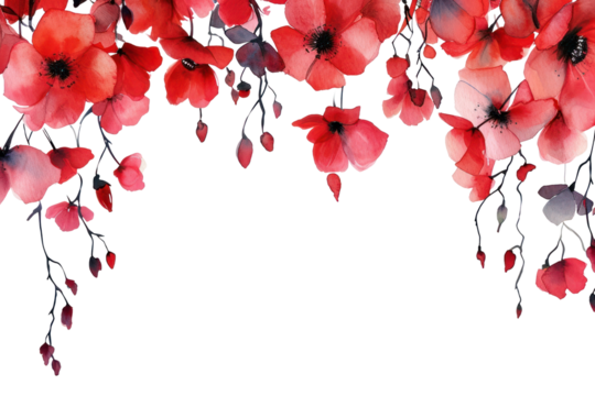 PNG Red flower border plant petal splattered.