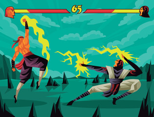 videogame fight game two players match © matiasdelcarmine