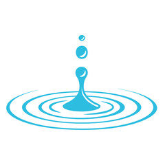Drop ripple effect icon, blue water circles
