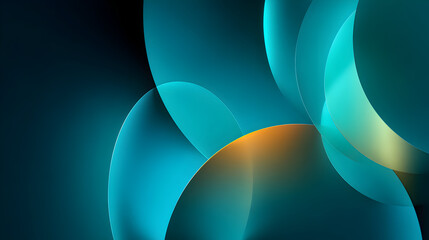 Abstract image of teal and orange glowing shapes.