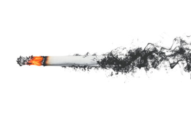 Burning cigarette on white background,png