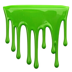 Vivid Green Drip: A close-up shot presents a dynamic and visually striking display of bright, vivid green paint, meticulously rendered to showcase each graceful flow, cascade and captivating detail.