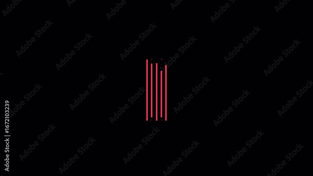 Poster dynamic red lines ascend and converge on black background: abstract motion graphics