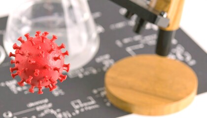 Red virus model near microscope on equations