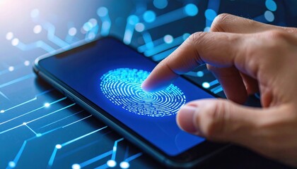 Closeup of Unique Fingerprint Pattern on Modern Smartphone Screen Showcasing Intricate Details and Texture