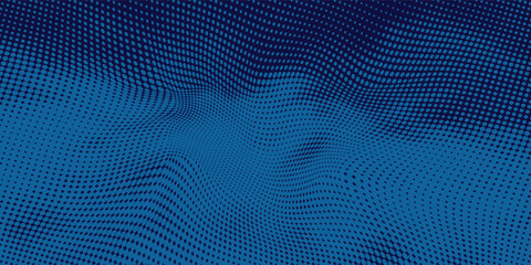 Naklejka premium blue wavy halftone background. Dot pop art sport style vector.