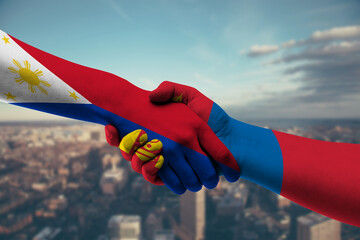 Shaking hands Philippines and_Mongolia