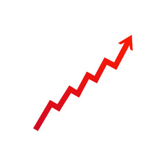 Red arrow pointing upwards indicating growth and success