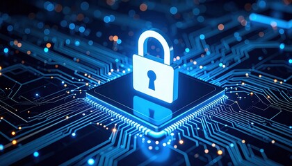 Intricate Padlock on Circuit Board Symbolizing Security and Technology in a Modern Digital Environment