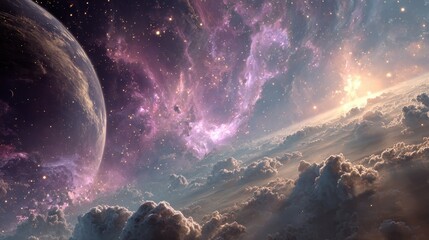 Alien Planet Nebula Cloudscape Sunrise Starscape