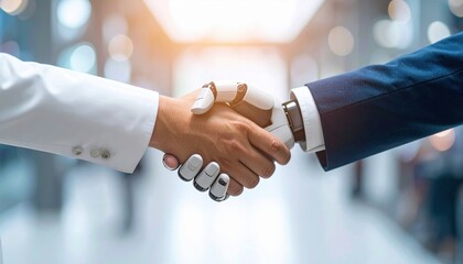 Business Professionals Engaging in Meaningful Negotiation through Handshake in Modern Office Environment