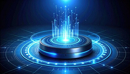 Mysterious Blue Circular Shape Radiating Glowing Light in a Dark Environment Evoking Enchantment and Wonder