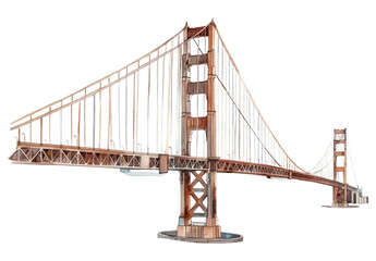 Obraz premium PNG Golden gate Bridge bridge illustration watercolor.