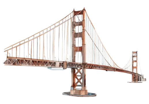 PNG Golden gate Bridge bridge illustration watercolor. - Powered by Adobe